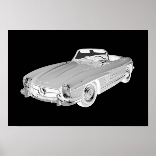 Mercedes Benz 300 SL Convertible Car Art Poster (Voorkant)