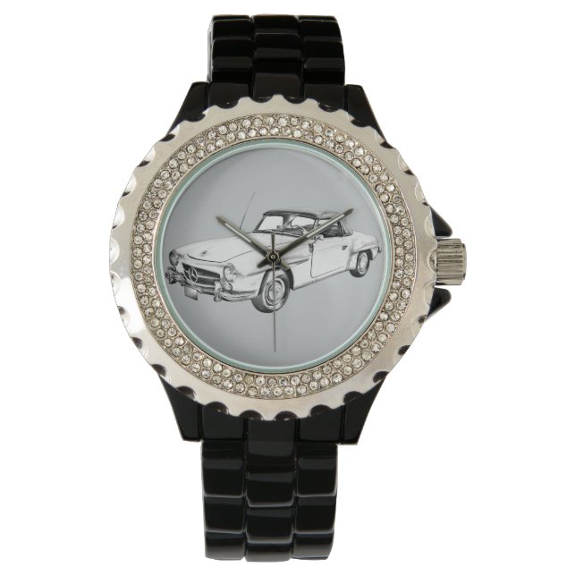 Mercedes Benz 300 sl Illustration Horloge (Voorkant)