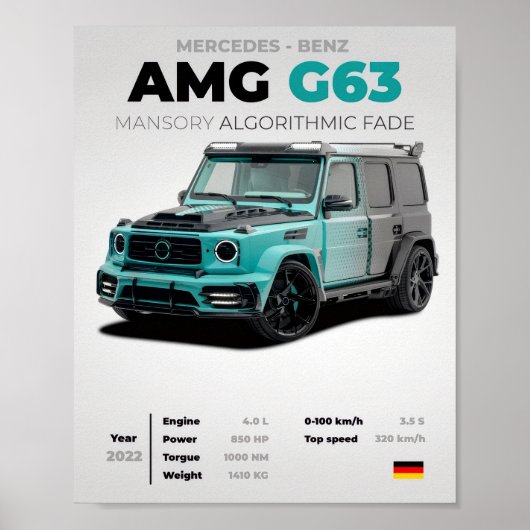 Mercedes-Benz AMG G63 MANSORY Algorithmic Fade Ext Poster (Voorkant)