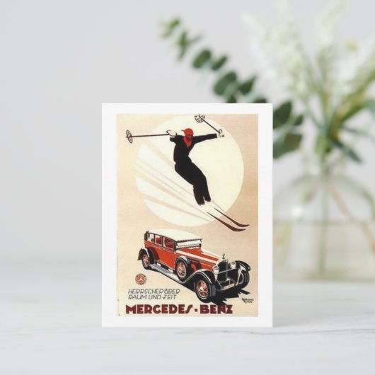  Mercedes Benz Ski Ad Briefkaart (Staand voorkant)