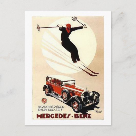  Mercedes Benz Ski Ad Briefkaart (Voorkant)