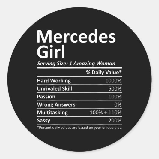 Mercedes Girl TX Texas Funny City Thuisroots Veren Ronde Sticker (Voorkant)