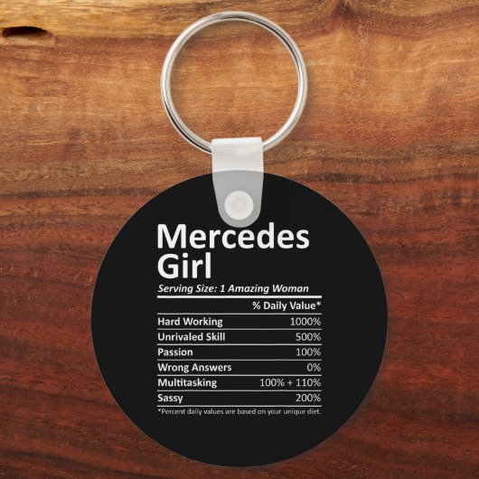 Mercedes Girl TX Texas Funny City Thuisroots Veren Sleutelhanger (Voorkant)