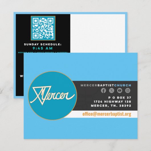 Mercer Baptist Church Invitation Briefkaart (Voorkant / Achterkant)