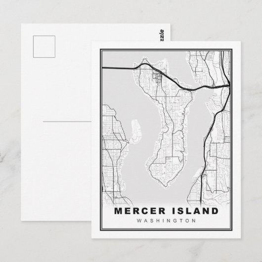 Mercer Island Map Briefkaart (Voorkant / Achterkant)