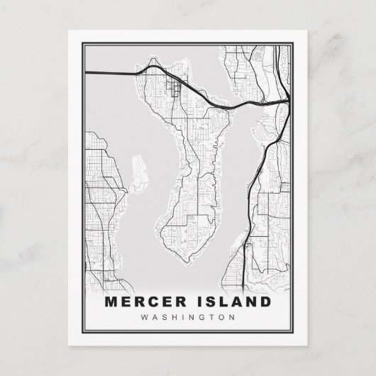 Mercer Island Map Briefkaart (Voorkant)