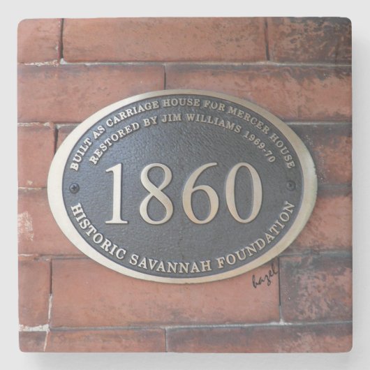 Mercer Williams Carriage House Sign, Savannah Stenen Onderzetter (Voorkant)