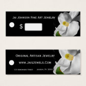 Merchandise Prijs Labels (Magnolia op zwart) Mini Visitekaartjes (Voorkant /achterkant)