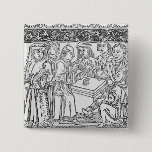 Merchants en Moneylenders Vierkante Button 5,1 Cm
