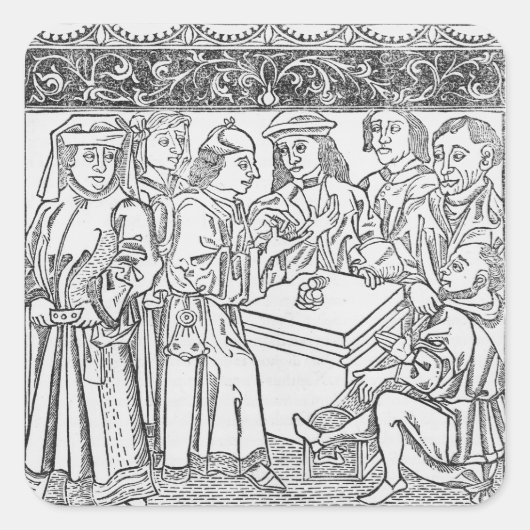 Merchants en Moneylenders Vierkante Sticker (Voorkant)