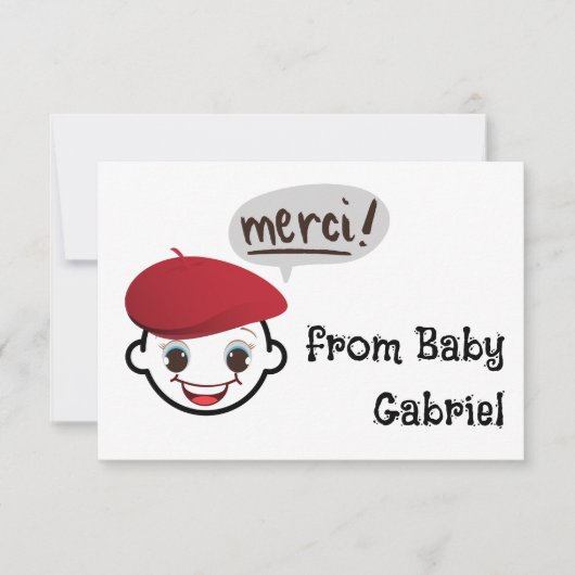 Merci. Baby shower dank u kaarten (Voorkant)