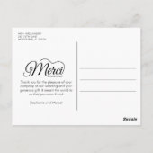 Merci Beacoup Favoriete trouwdag Foto Briefkaart (Achterkant)