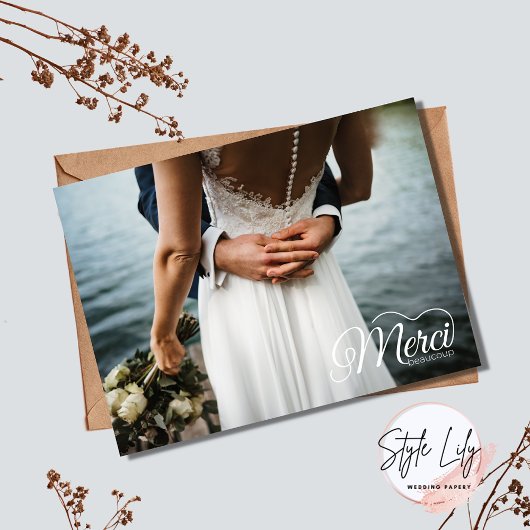 Merci Beacoup Foto Weddenschap Bedankkaart