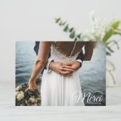 Merci Beacoup Foto Weddenschap Bedankkaart (Staand voorkant)