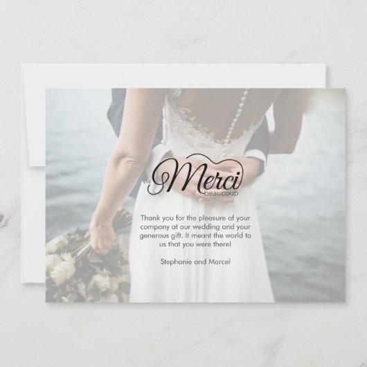 Merci Beacoup Foto Weddenschap Bedankkaart (Achterkant)