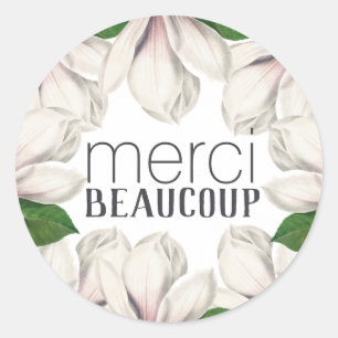 Merci Beaucoup bedankt Floral Magnolia Sticker