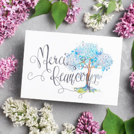 Merci Beaucoup Blue Tree Briefkaart