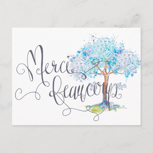 Merci Beaucoup Blue Tree Briefkaart (Voorkant)