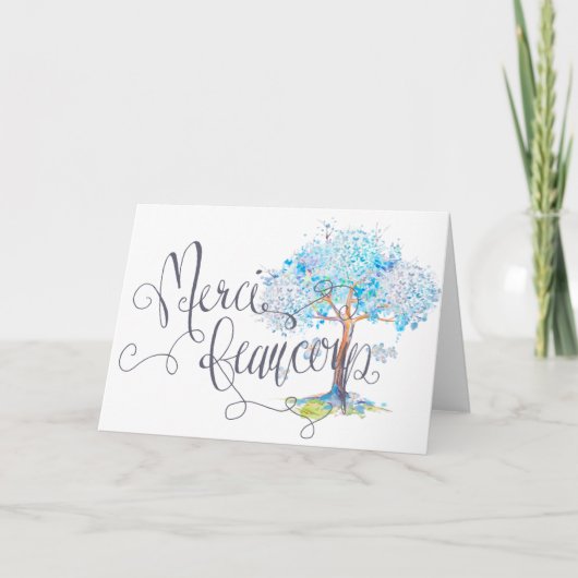 Merci Beaucoup Blue Tree - Hartelijk dank Bedankkaart (Voorkant)