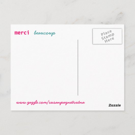 Merci Beaucoup Briefkaart (Achterkant)