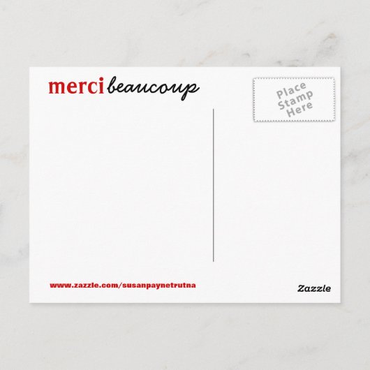 Merci Beaucoup Briefkaart (Achterkant)