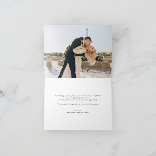 Merci Beaucoup Chic Script Photo Weddenschap Bedan Notitiekaartje (Binnen)