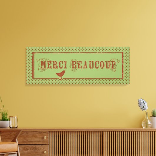 Merci Beaucoup Distress Bird Art Canvas Afdruk (Insitu (Woonkamer))