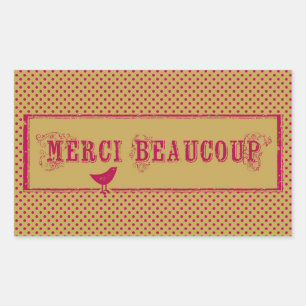 Merci Beaucoup Distress Bird Art Rechthoekige Sticker