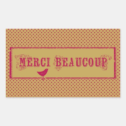 Merci Beaucoup Distress Bird Art Rechthoekige Sticker (Voorkant)
