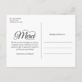 Merci Beaucoup Drie foto Elegante bruiloft Uitnodiging Briefkaart (Achterkant)
