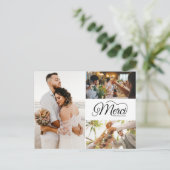 Merci Beaucoup Drie foto Elegante bruiloft Uitnodiging Briefkaart (Staand voorkant)