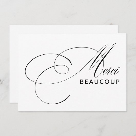 Merci Beaucoup Elegante Kalligrafie Dank u Bedankkaart (Voorkant / Achterkant)