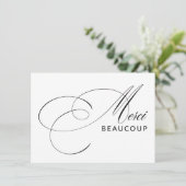 Merci Beaucoup Elegante Kalligrafie Dank u Bedankkaart (Staand voorkant)