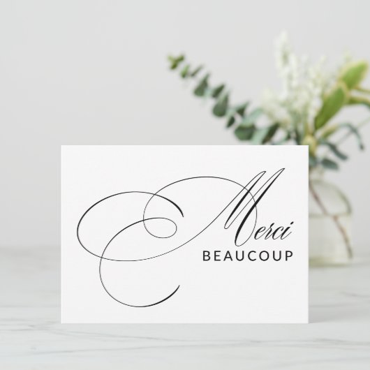 Merci Beaucoup Elegante Kalligrafie Dank u Bedankkaart (Staand voorkant)