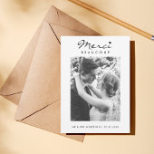 Merci Beaucoup Franse zwart-wit foto bruiloft Bedankkaart