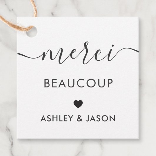 Merci Beaucoup Label, bruiloft Dank je Labels, Kra Bedankjes Labels (Voorkant)