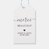 Merci Beaucoup Label, bruiloft Dank je Labels, Kra Cadeaulabel (Voorkant)
