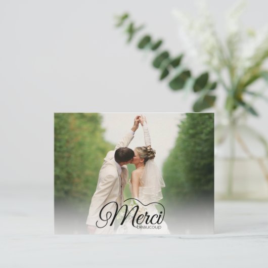 Merci Beaucoup Moderne foto bruiloft dank u Briefkaart (Staand voorkant)