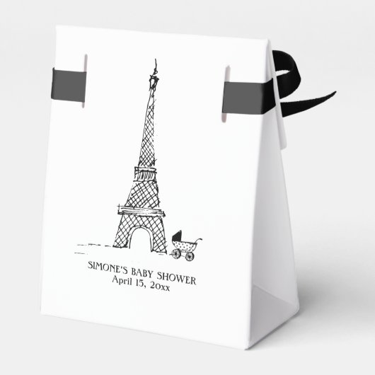 "Merci Beaucoup" Paris Doodle Sketch Baby shower Bedankdoosjes (Achterkant)
