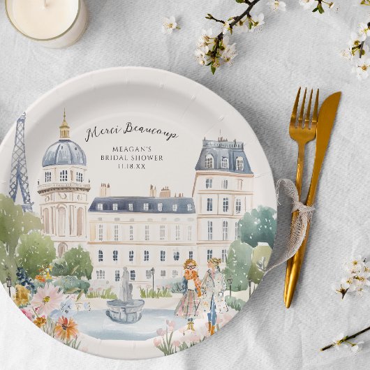 Merci Beaucoup | Parisian Watercolor Garden Papieren Bordje