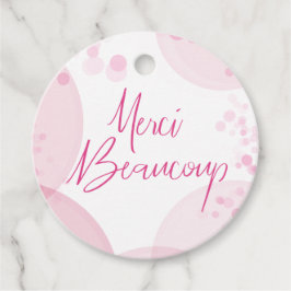 Merci Beaucoup Roze en Witte Bokeh Dank U Bedankjes Labels