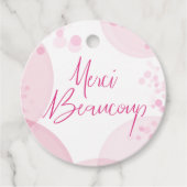 Merci Beaucoup Roze en Witte Bokeh Dank U Bedankjes Labels (Voorkant)