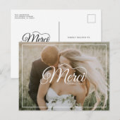 Merci Beaucoup White Script Modern Photo Wedding Briefkaart (Voorkant / Achterkant)