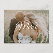 Merci Beaucoup White Script Modern Photo Wedding Briefkaart (Voorkant)