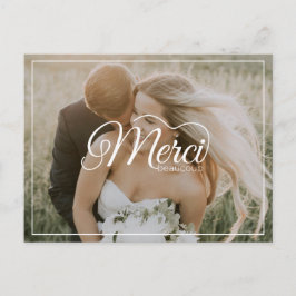 Merci Beaucoup White Script Modern Photo Wedding Briefkaart