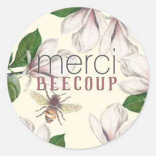 Merci Beecoup bedankt Magnolia en Bee op Ivoorkust Ronde Sticker