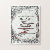 "Merci - Dank u" Jigzaag 8x10 of 11x14 Legpuzzel (Verticaal)