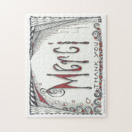 "Merci - Dank u" Jigzaag 8x10 of 11x14 Legpuzzel