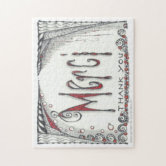 "Merci - Dank u" Jigzaag 8x10 of 11x14 Legpuzzel (Verticaal)