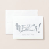 Merci franje bedankt zilver folie kaarten (Voorkant met envelop)